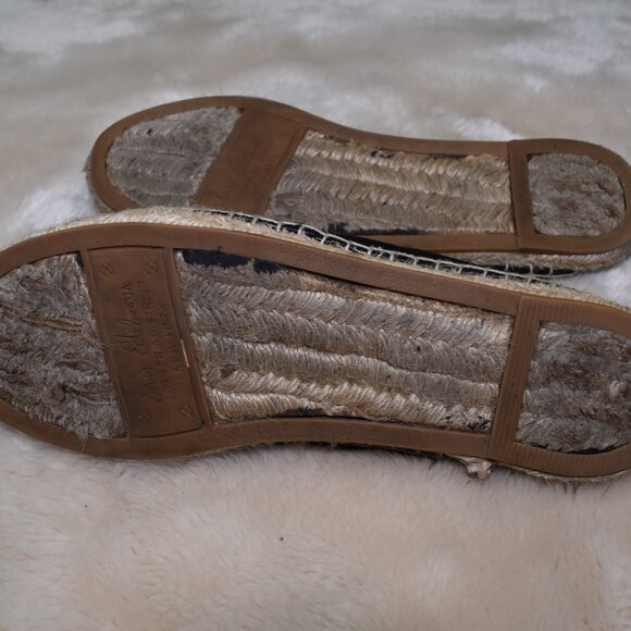 Sam Edelman Lynn Black Leather Espadrille Flats Size 8.5 Slip On Boho Shoes - Picture 5 of 14